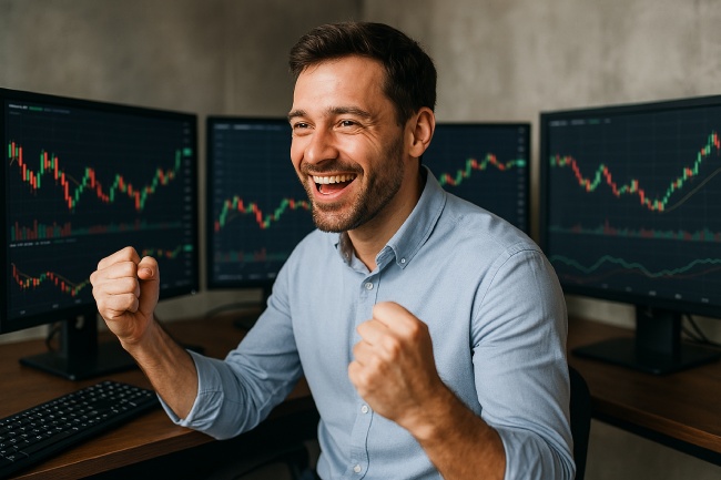 Mit den Kursgewinnen der Aktien können die Trader Geld verdienen.